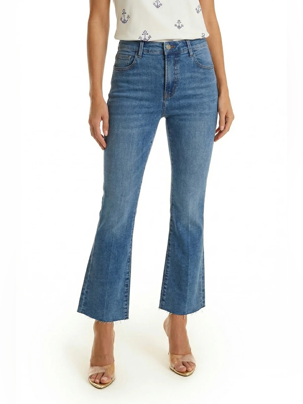The Noli Shop Nicolette Cropped Jean In Medium Blue